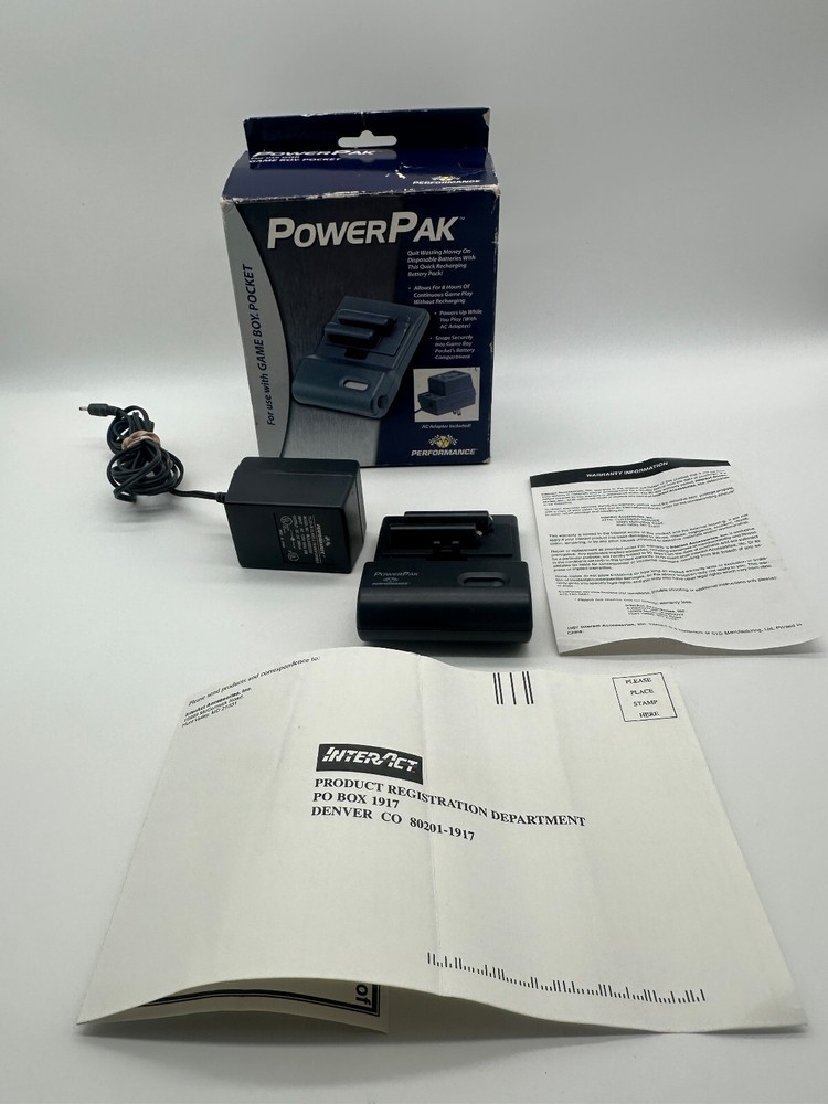 Gameboy Pocket Power Pak W/ Box, Registration Card, & Insert