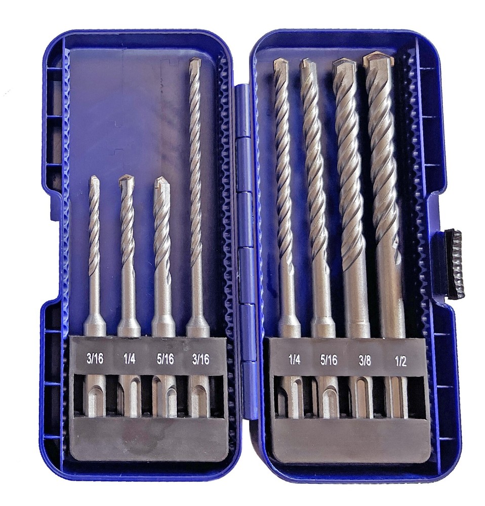 8Pcs SDS Plus Rotary Hammer Drill Bit Set Carbide Tip Masonry Concrete Drill Bit