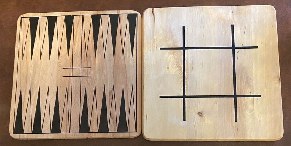 2 vintage checkers tic tac toe and backgammon board games