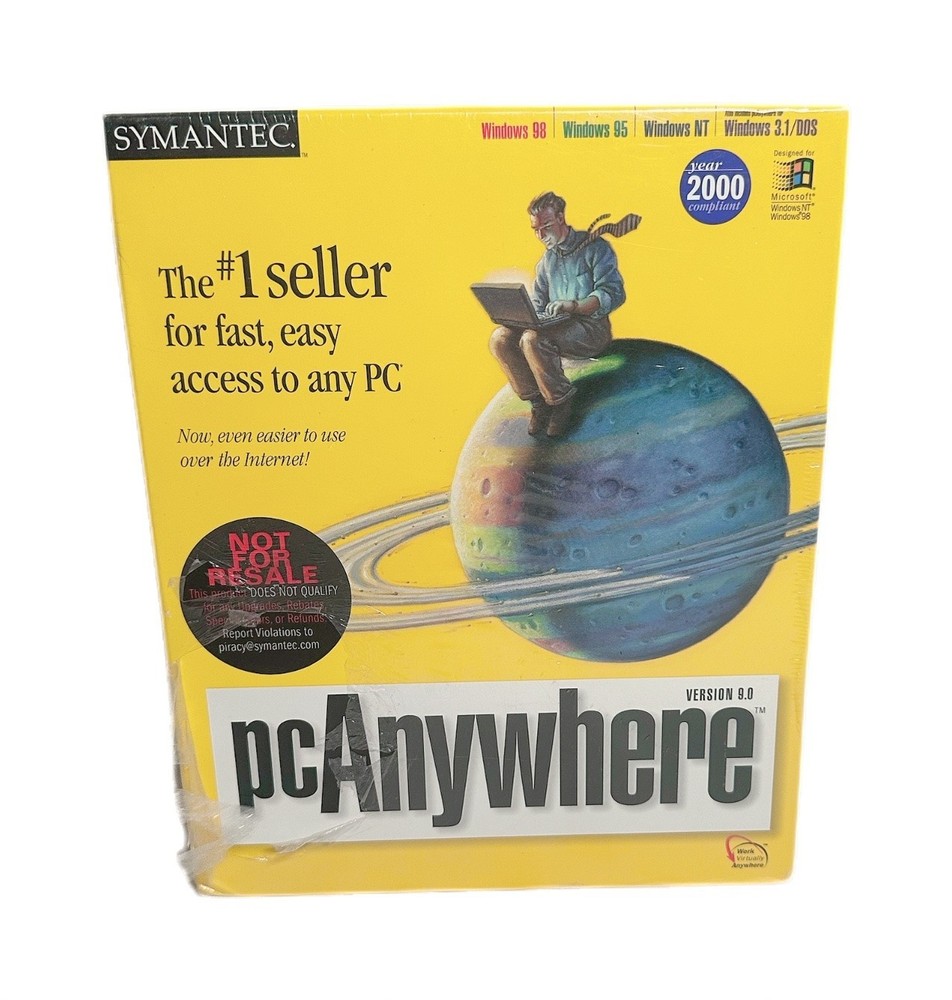 💾 Symantec pcAnywhere 9.0 SEALED Vintage Remote Access Software NOS