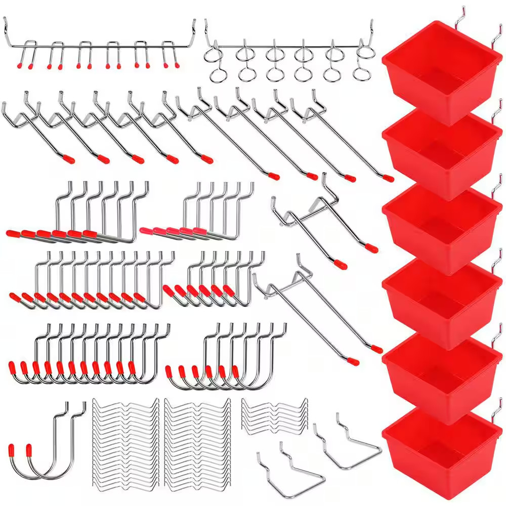 121-Piece Pegboard Hooks Set with Metal Tool Hooks, Peg Board Organizer Accessor