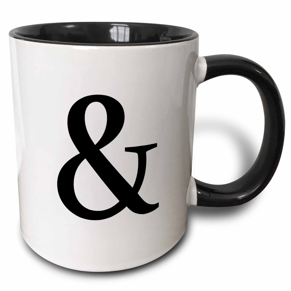 3dRose Ampersand Mug, 11 oz, Black