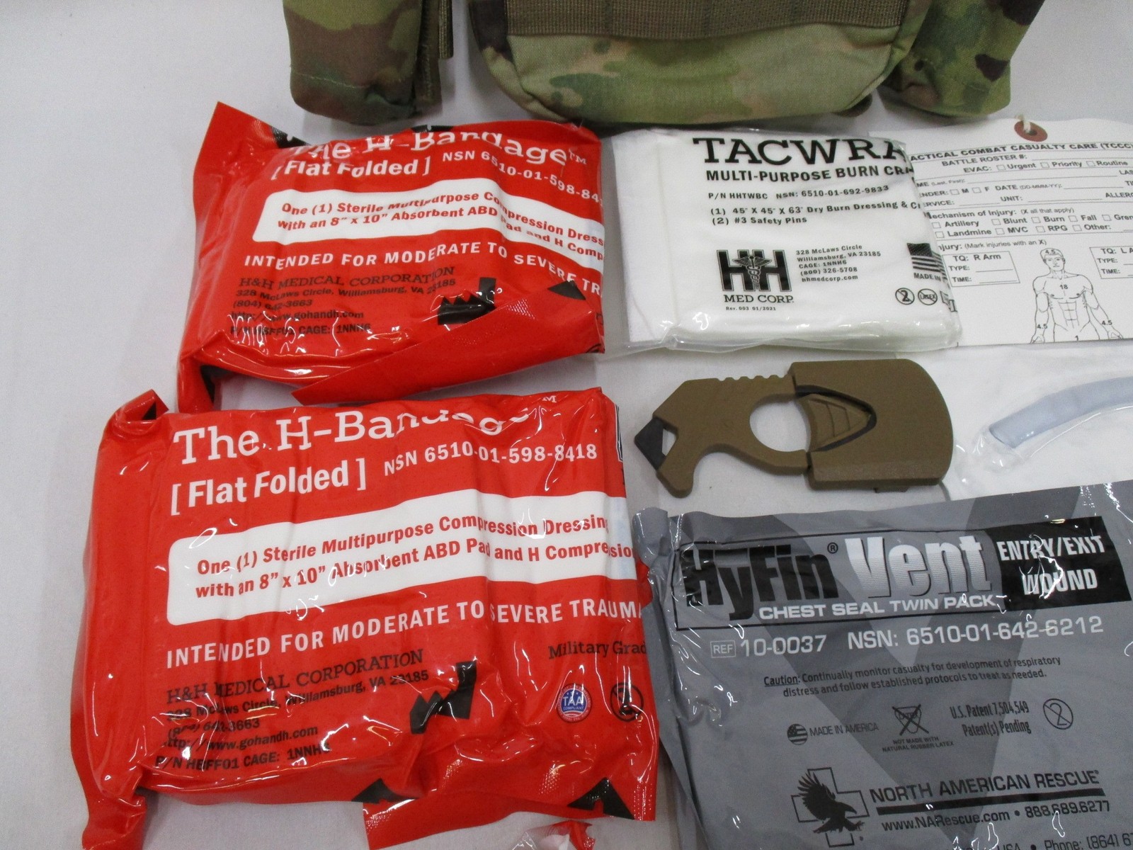USGI IFAK GEN 7 CAT TOURNIQUET QUIKCLOT BANDAGE DRESSING IFAK FIRST AID MULTICAM