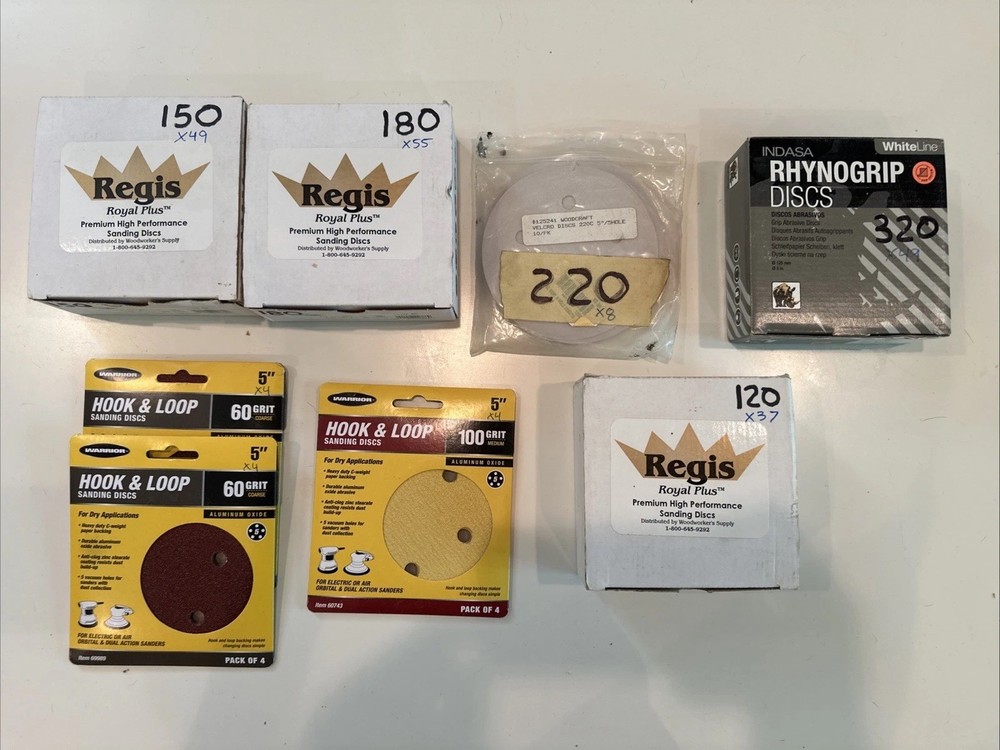Brand New Sanding Discs 5 Hole / Hook And Loop / Qty 201 (Assorted Grit)