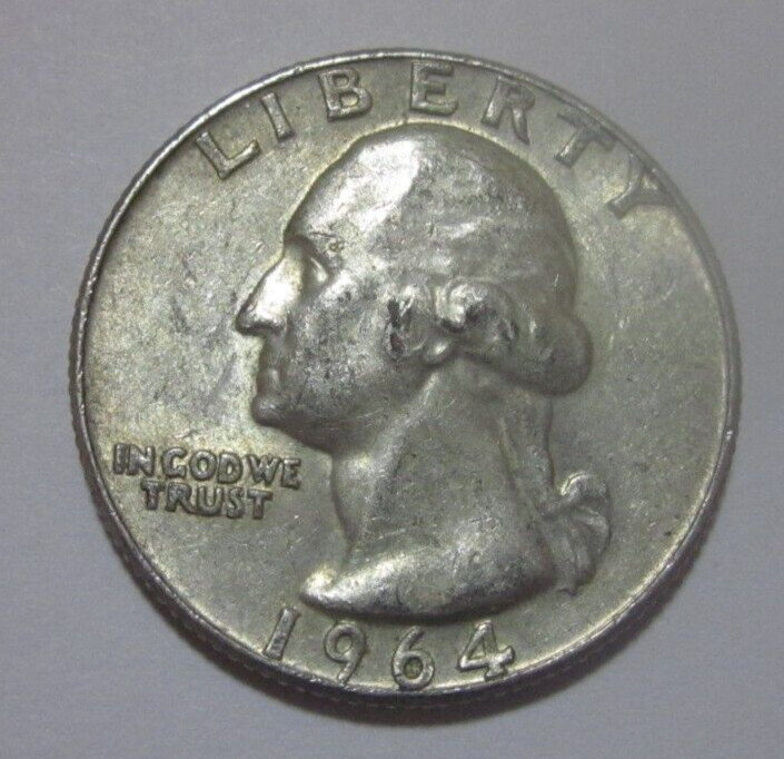 1964  D Washington Silver Quarter   90% Silver