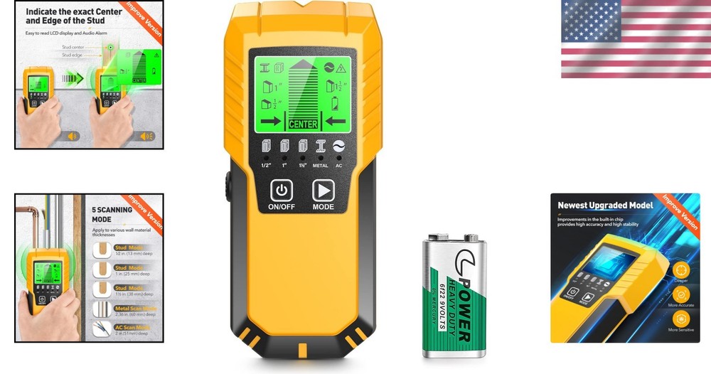 Efficient Wall Scanner with Continuous Wire Alerts - Perfect for DIY Projects