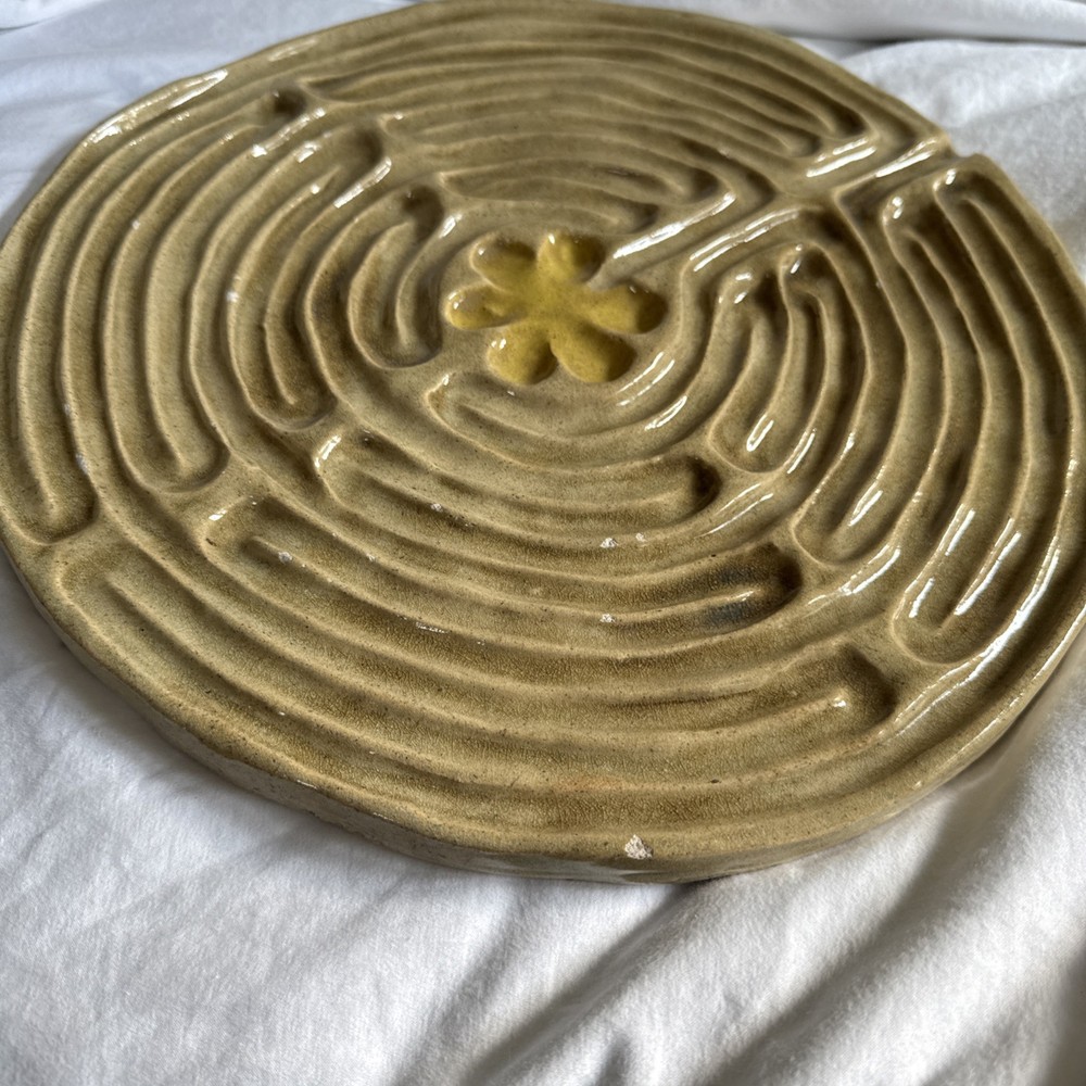 Earthenware Clay finger labyrinth 11” meditation Table Top handmade stoneware