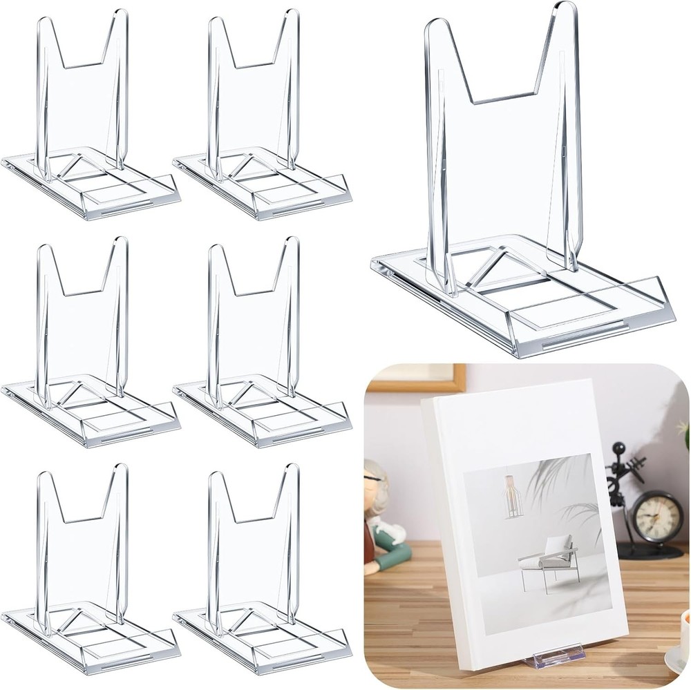 6 Pack Acrylic Book Stand Display Adjustable Clear Display Holder Easel