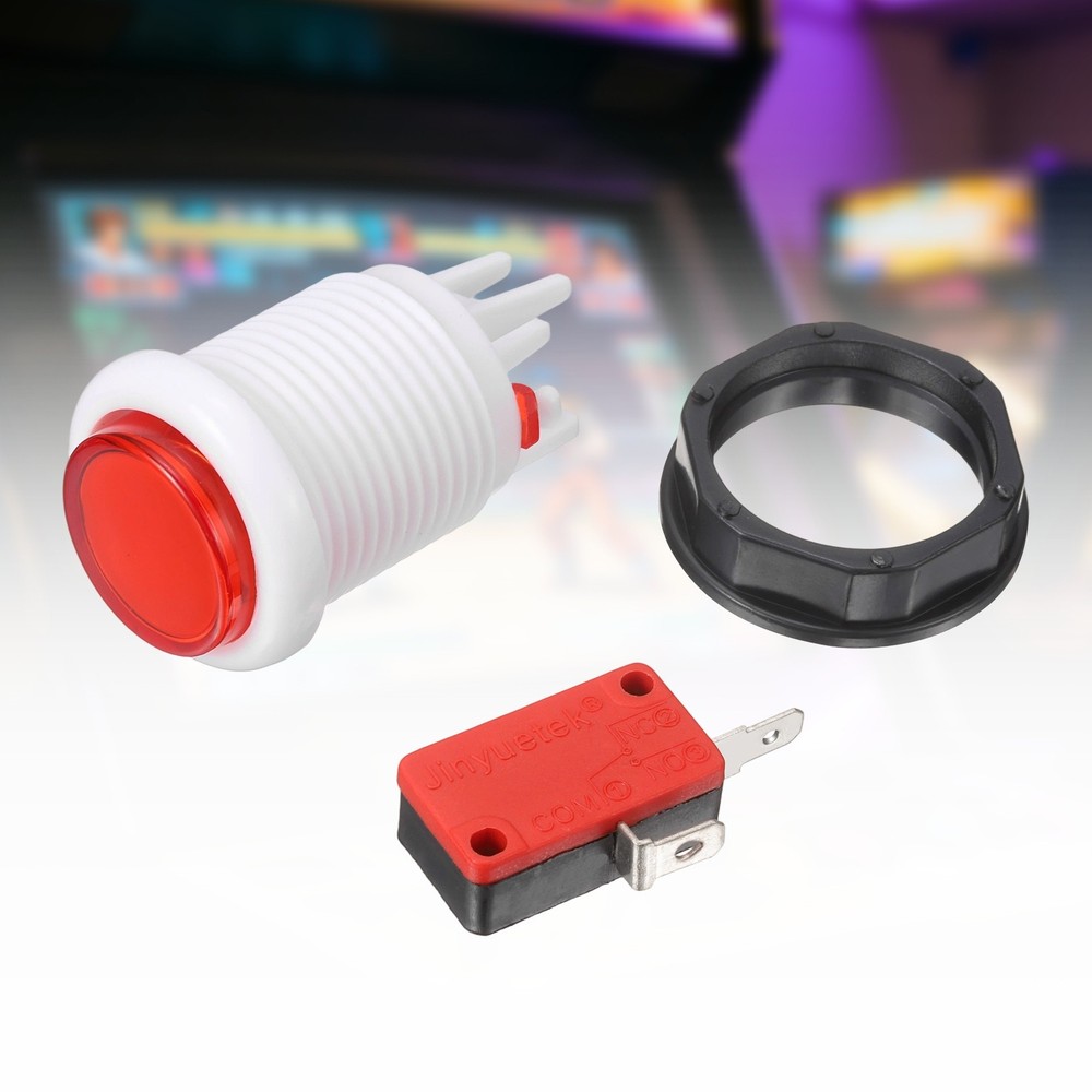 6 Pcs 5A 12/14V American Style Arcade Push Button with Micro Switch, Orange