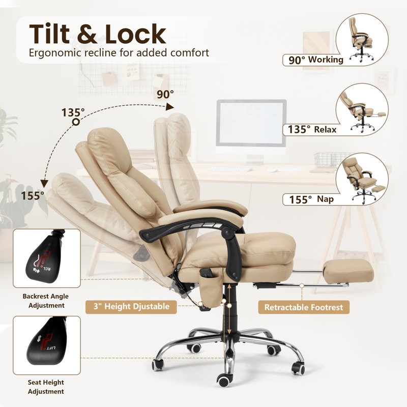 Office Chair With 6 Vibration Points, Height and angleadjustable