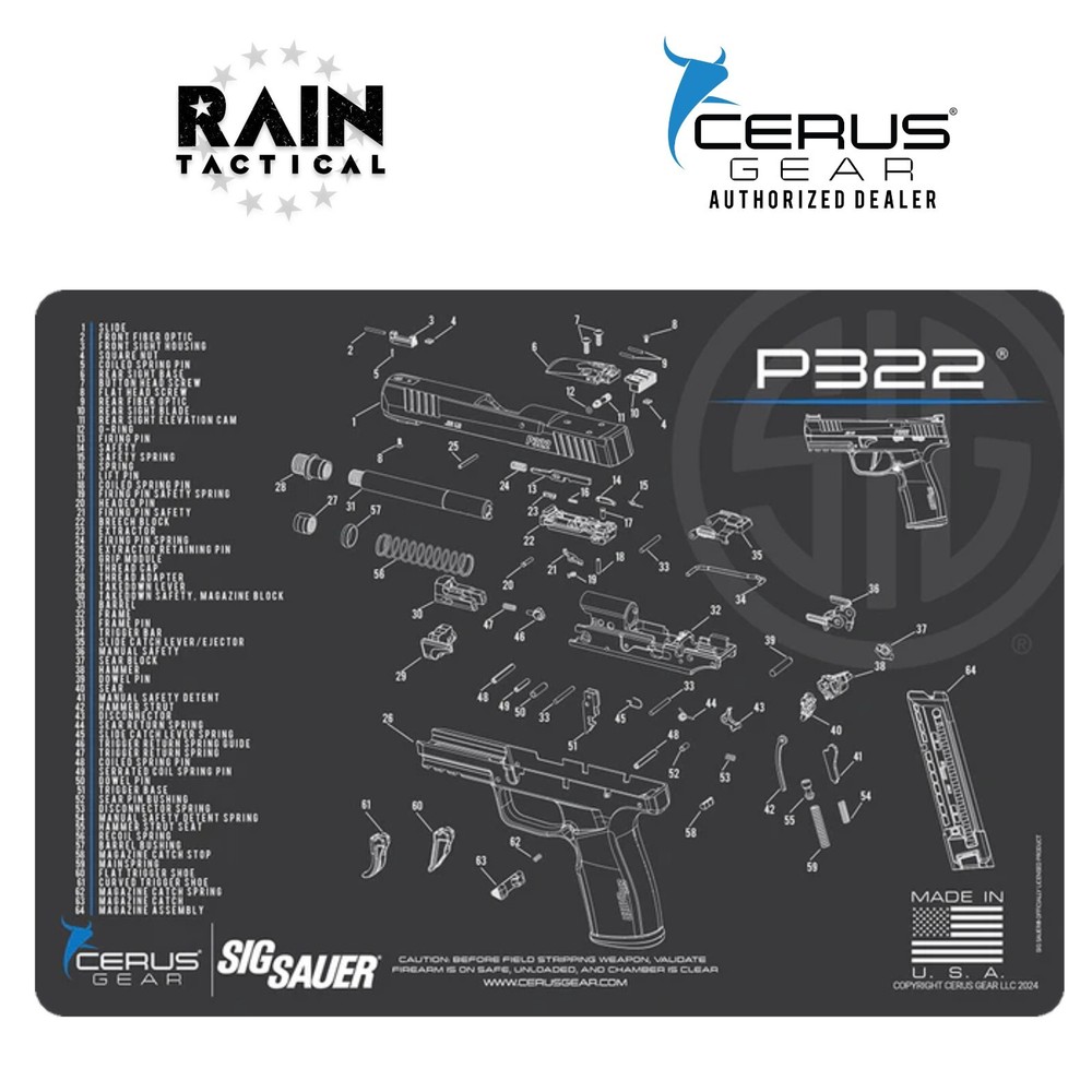 Sig Sauer P322 Schematic Handgun Mat