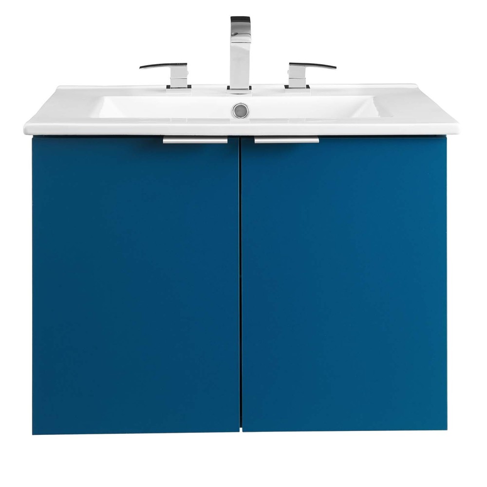 Modway Maybelle 24" Wall-Mount Bathroom Vanity In Navy White