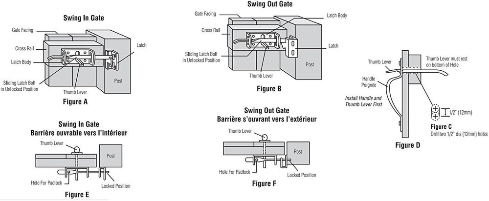 Black Galvanized Steel 6" Thumb Latch - Gate Hardware