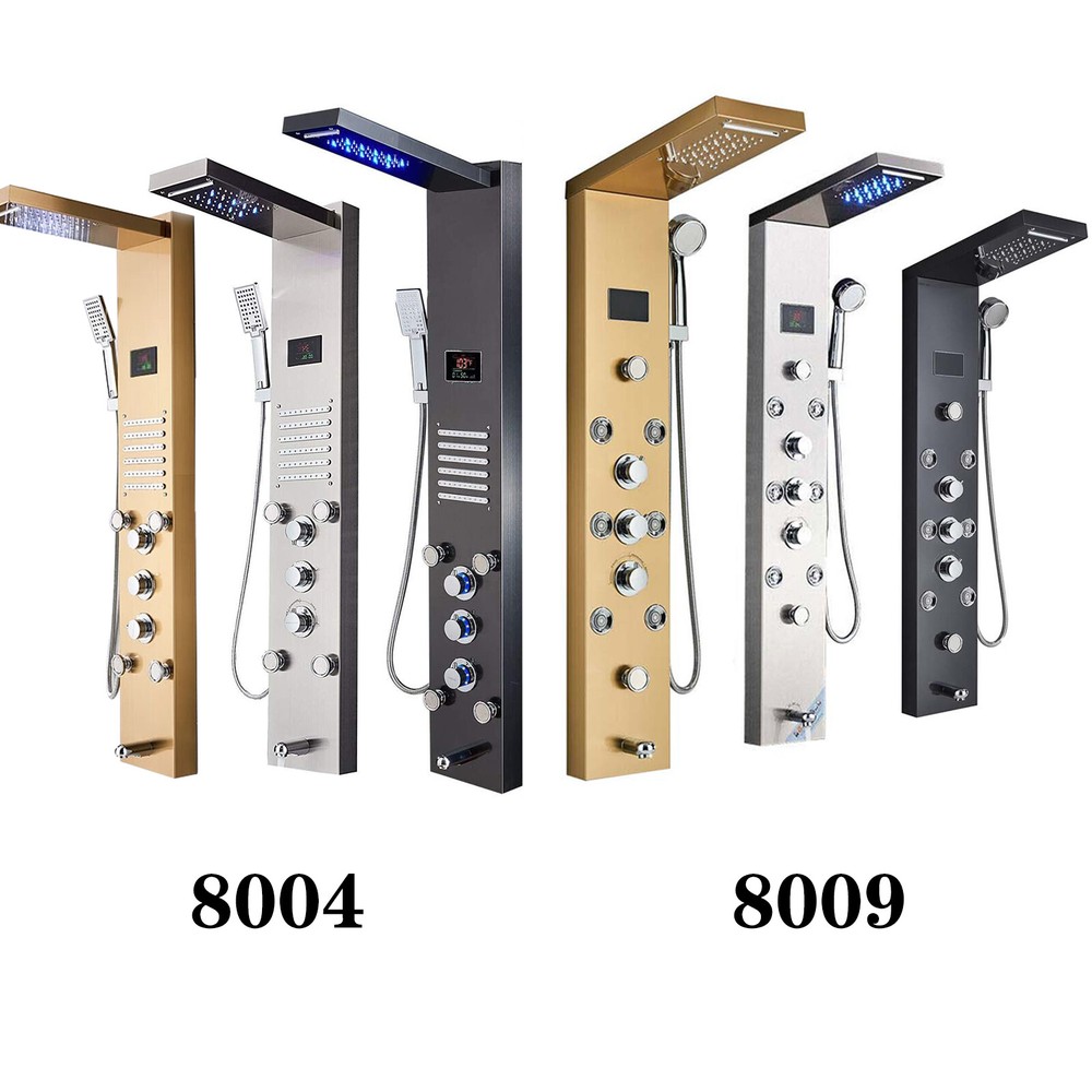 Rainfall&Waterfall Shower Panel Tower System Massage Jet Shower Faucet Mixer Set
