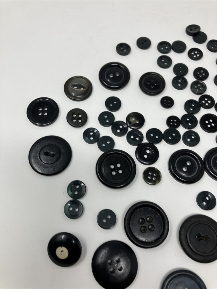 Vintage Button Lot Black Gray Mixed Lot