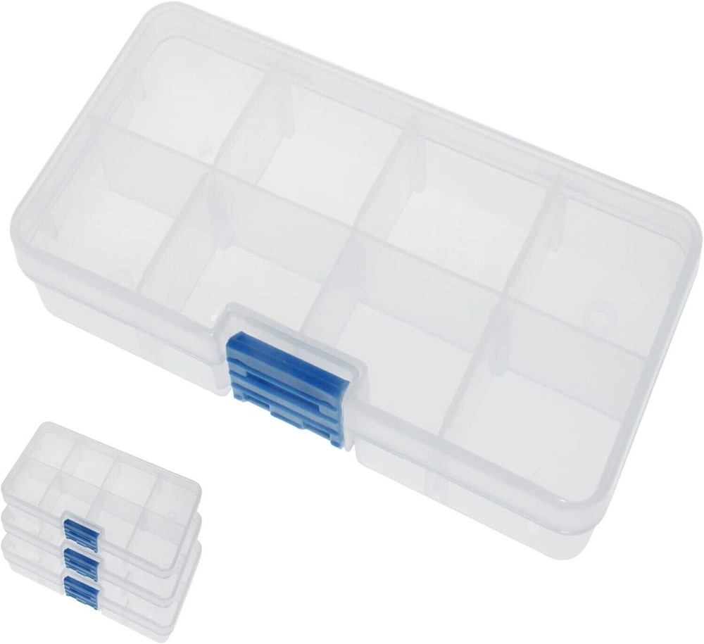 8 Grid Jewelry Box Plastic Bead Storage Craft Container Earrings Organizer 4 PCS