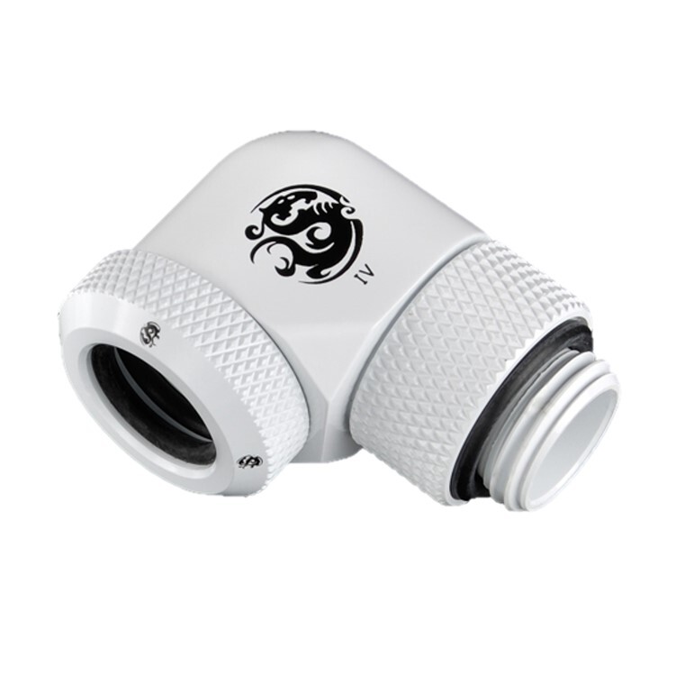 Bitspower G1/4" Enh Multi-Link Fitting, 12mm OD, 90 Degree Rotary, White