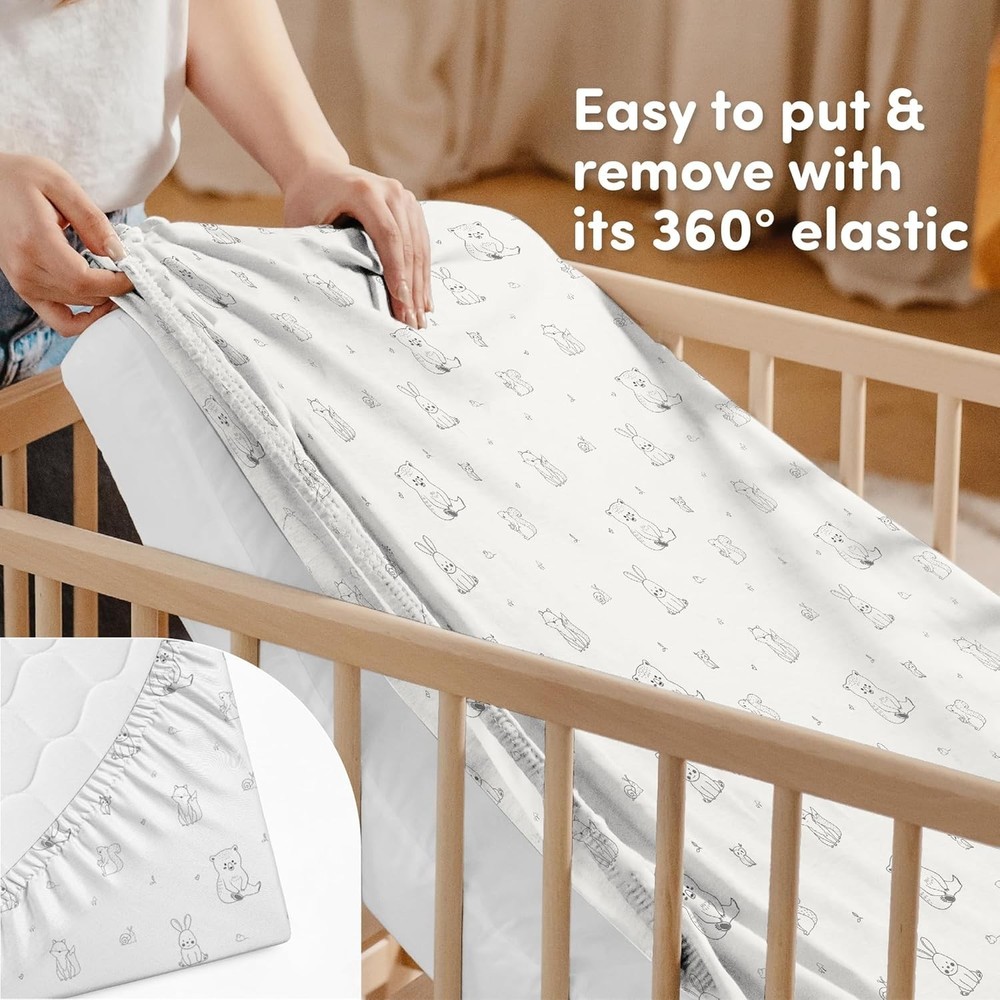Sweety Fox 2-Pack Fitted Crib Sheets, 52"x28", Woodland Pattern (NEW)