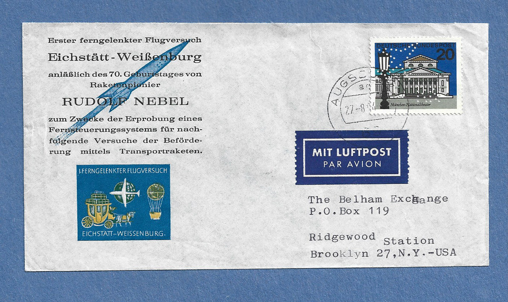 FIRST REMOTE CONTROLLED FLIGHT TEST 70th BIRTHDAY RUDOLF NEBEL AUGSBURG  SPACE