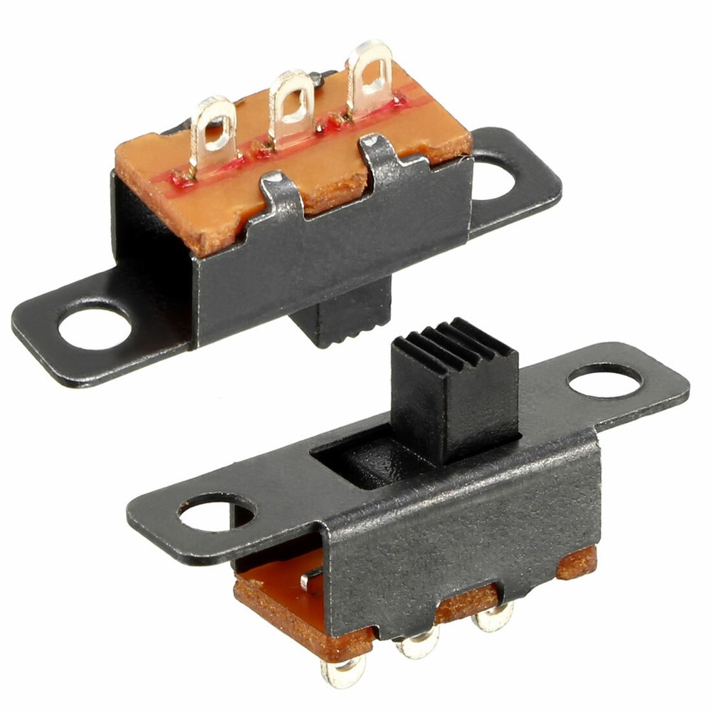 25pcs Vertical sliding switch SPDT 3 terminals PCB panel locking 3 mm-