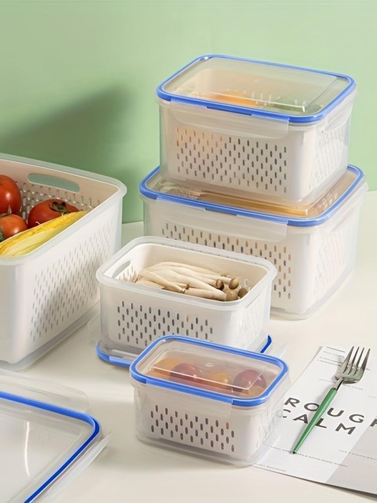 2 Pack Fruit Storage Containers Fridge Stackable Food Storage Containers W/