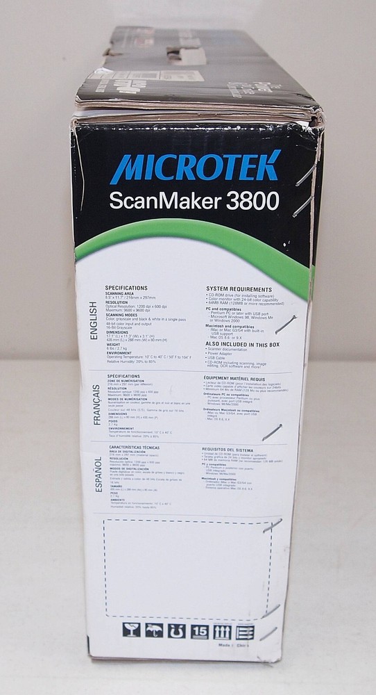New!! NOS!! Vtg MICROTEK "Scan-Maker" HOME COMPUTER SCANNER #3800
