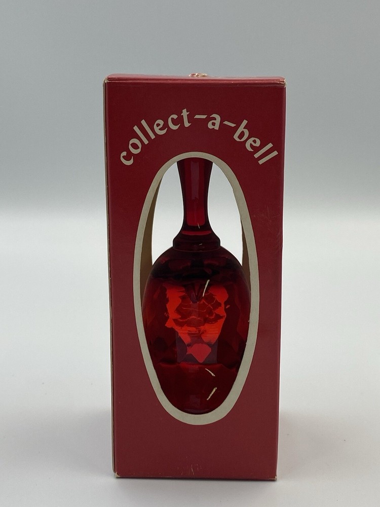 Fenton Hand Painted Red Christmas Bell In Box Missing Clapper 4 1/4” Signed