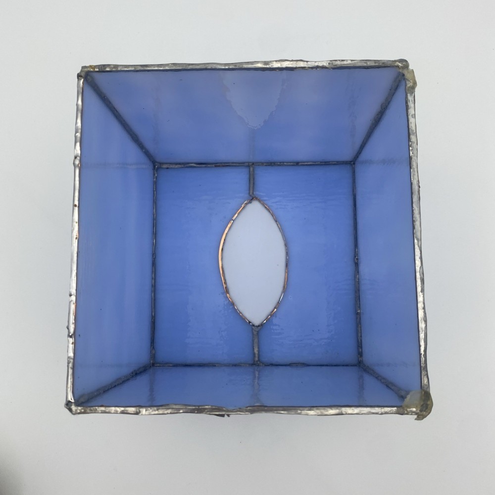 Stained Glass Tissue Box Light Blue