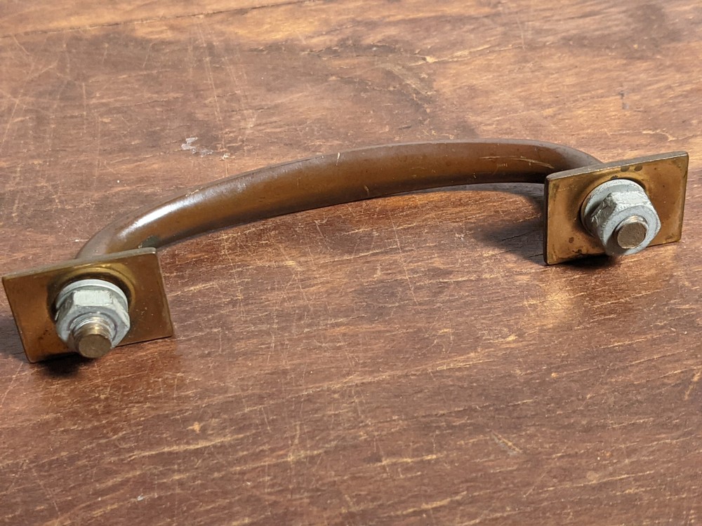 Vintage Solid Brass Original Drawer / Bin Pull Industrial Hardware 3.75" OC