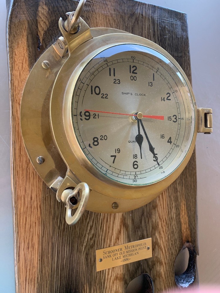 Solid Brass Ships Porthole Wall Clock Maritime ship's Nautical Decor Schooner