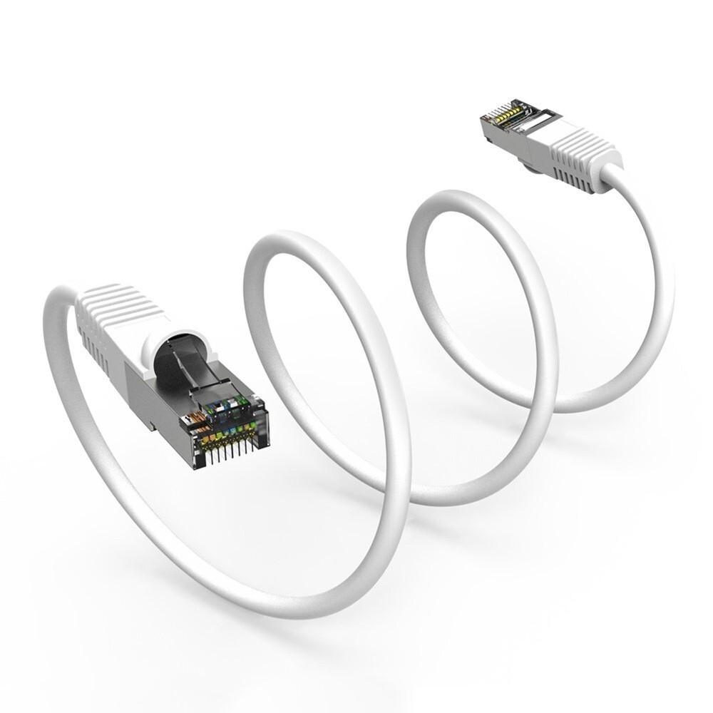 3FT Cat7 RJ45 Network LAN Ethernet SSTP Patch Cable Shielded Copper 600MHz White