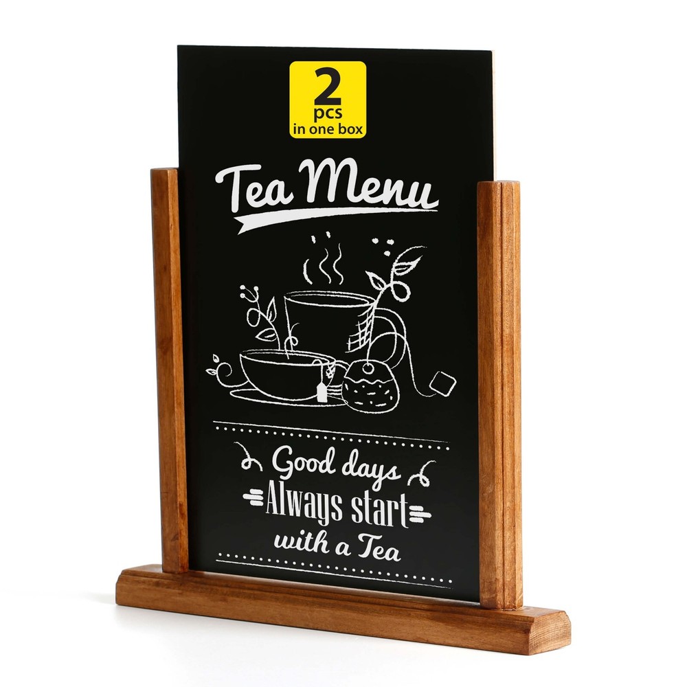 Classic Desktop Menu Holder with Chalkboard Table Top Sign Holder (Lot 2)