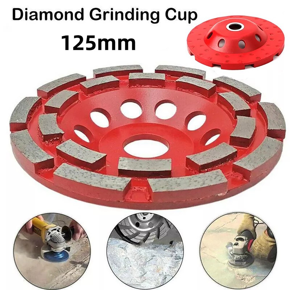 125mm Red Double Row Diamond Grinding CUP Wheel Disc Grinder For Concrete ect
