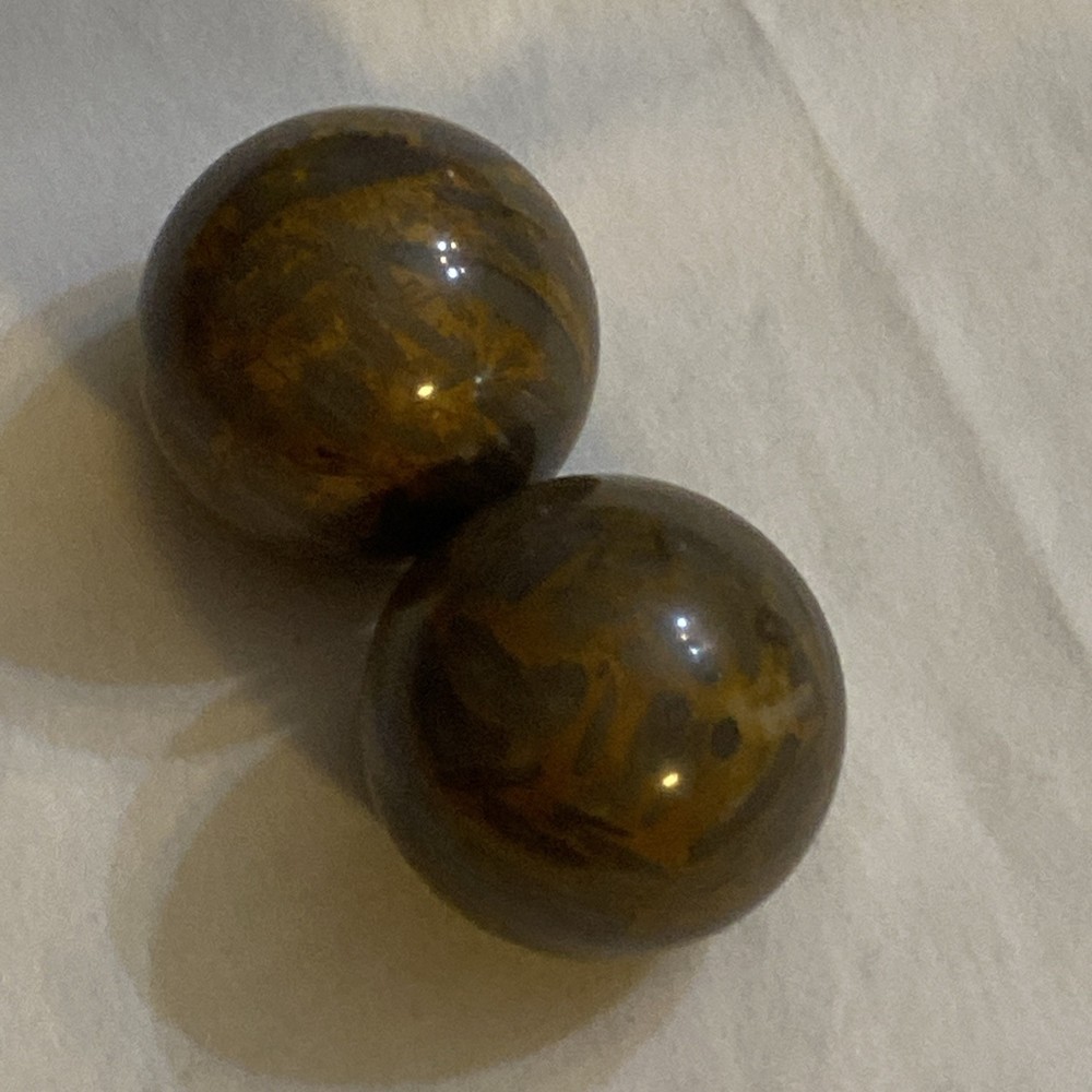 Set Of 2 Small Stone Spheres Marble/ Onyx