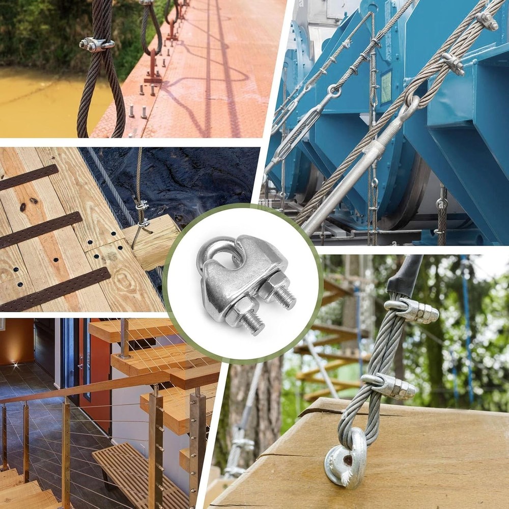 Versatile 4pcs Stainless Steel Wire Rope Clamps - Perfect for Various Projects
