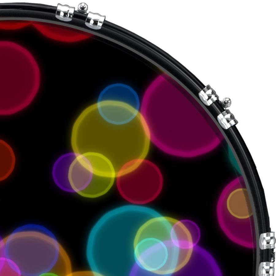 20" Custom Bass Kick Drum Front Head Graphical Colorful Bubbles 1