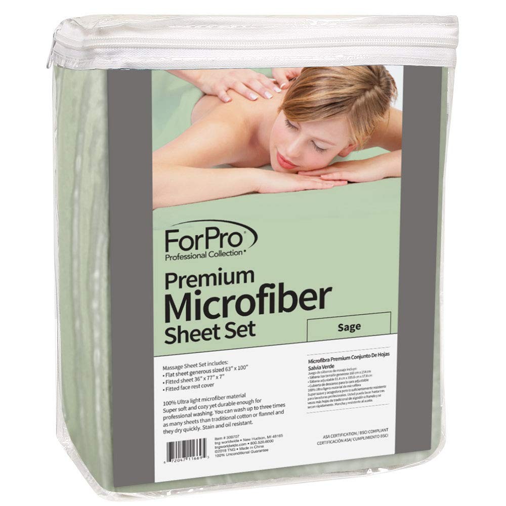 ForPro Professional Collection Premium Microfiber 3-Piece Massage Table, Sage