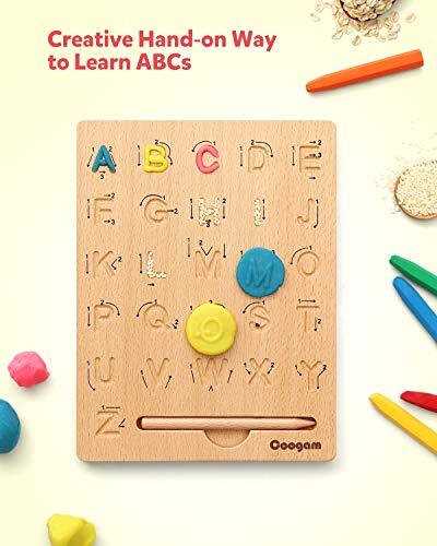 Wooden Letters Practicing Board, Double-Sided Alphabet Tracing Tool Learning