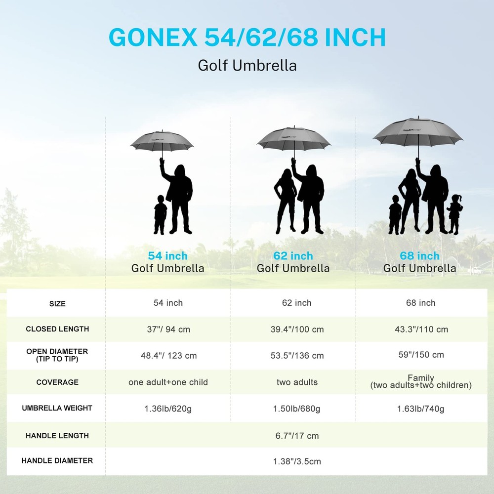 Large Golf Umbrella Windproof 54/62/68 Inch Extra Large Automatic Open Double