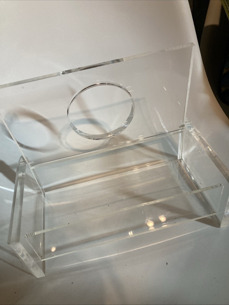 Mid Century Lucite Tissue Box Hinged Top. EUC
