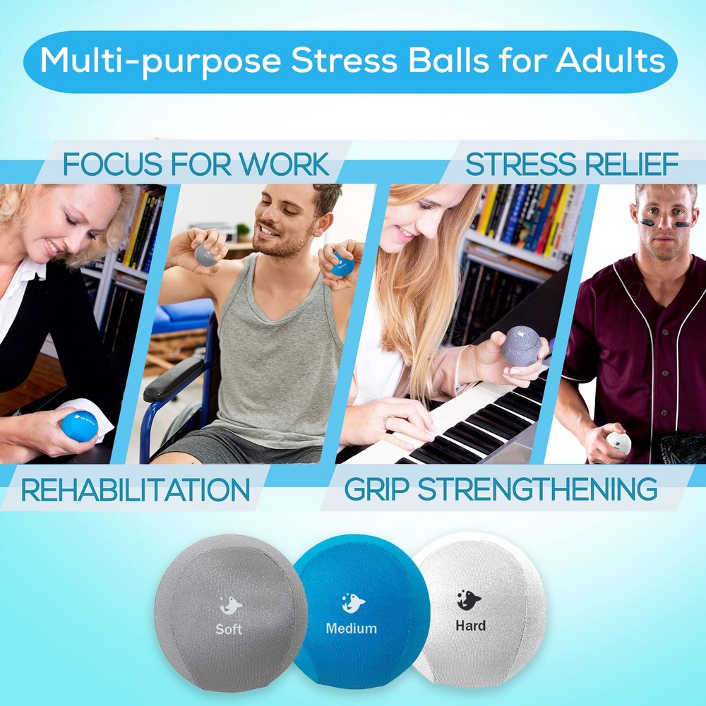 Tri-Density Balls for Adults, Squeeze for Hand Therapy, Bundle, Hand Exercise...