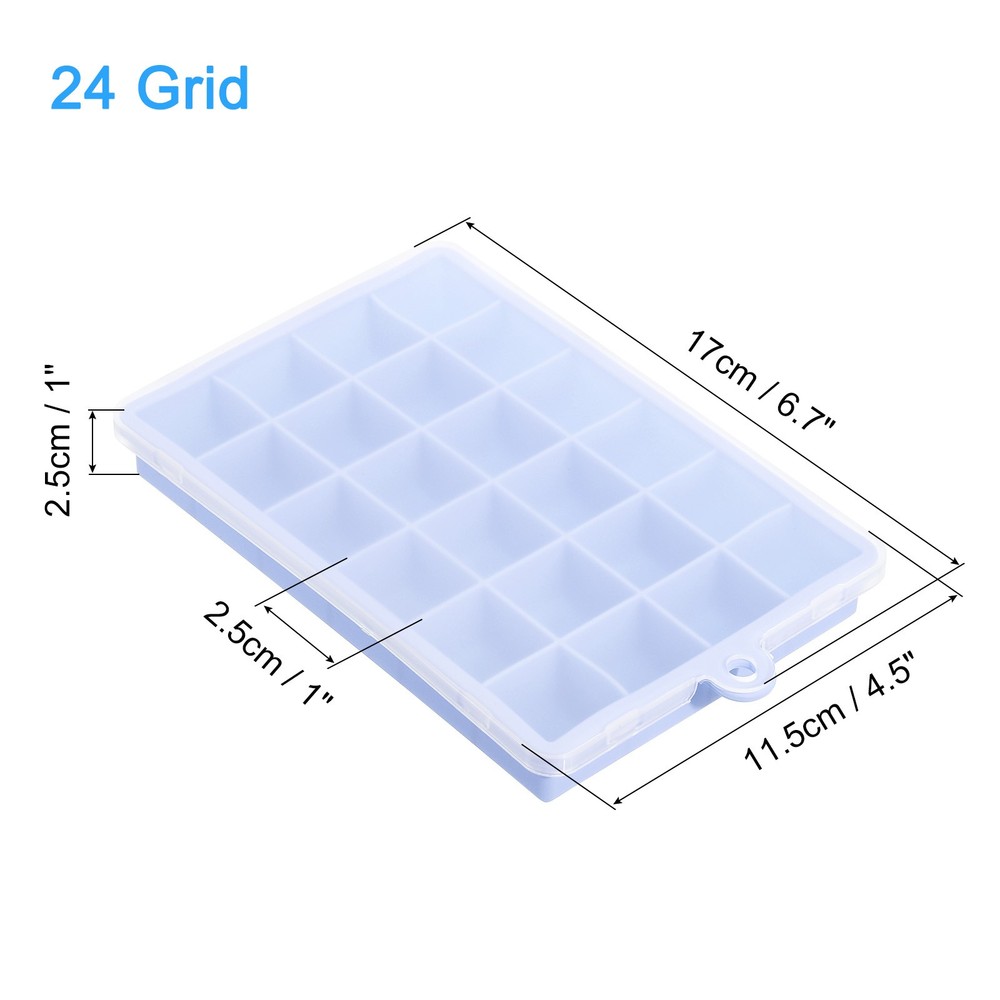 2 Pack Silicone Tray with Lid for Freezer 24 Cube Per Tray Light Blue