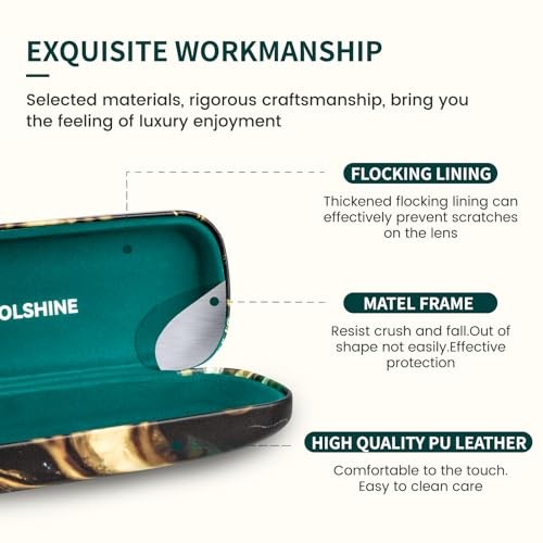 Hard Shell Sunglasses Case, Classic Large Glasses Case for Emerald Marble