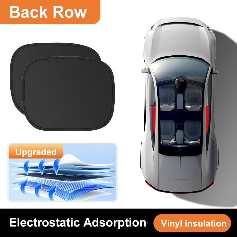 4PCS Electrostatic Car Window Sun Shades for Side Windows, Foldable Car Sun