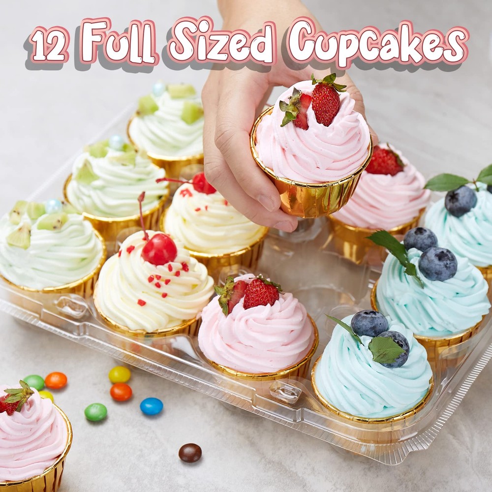 12 Pack X 20 Sets Stackable Cupcake Carrier With 240 Pack Cupcake Liners Plast
