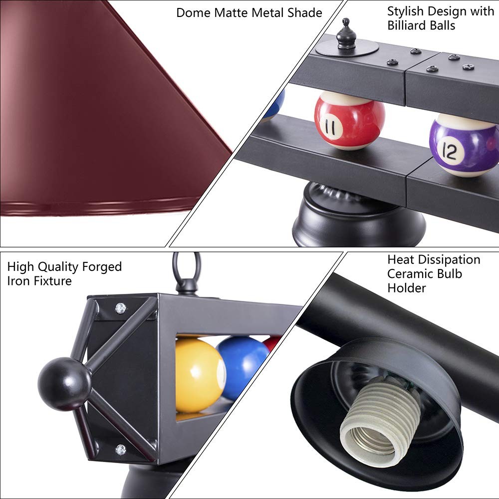 3 Light Billiard Pool Table Lights, 59" Pool Table Lighting for 7'-8' Table, ...