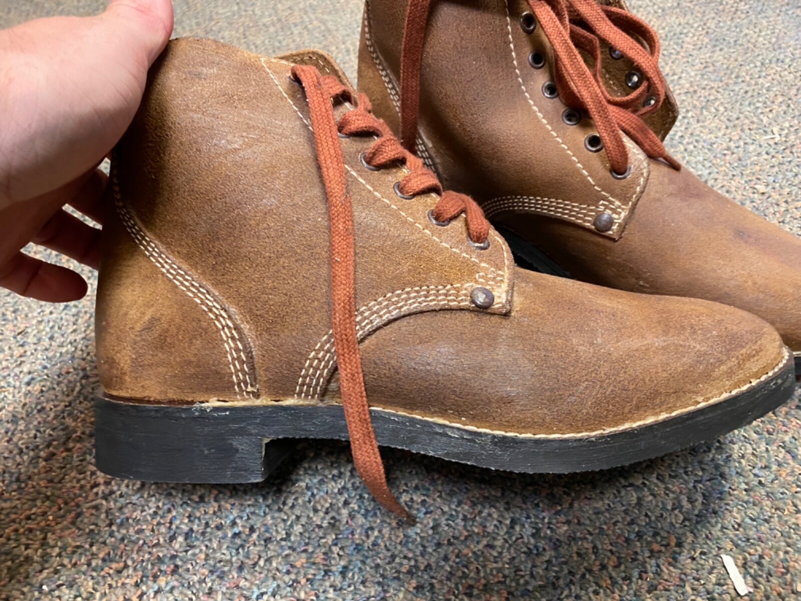 WWII US ARMY "ROUGHOUTS" COMBAT FIELD SERVICE SHOES- SIZE 11