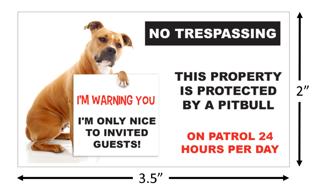 Protected By Pitbull Security Warning Stickers / 6 Pack + FREE Shipping