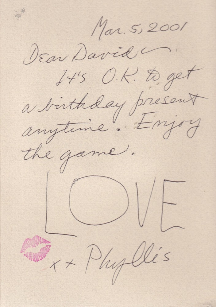 Phyllis Diller personal signed handwritten card