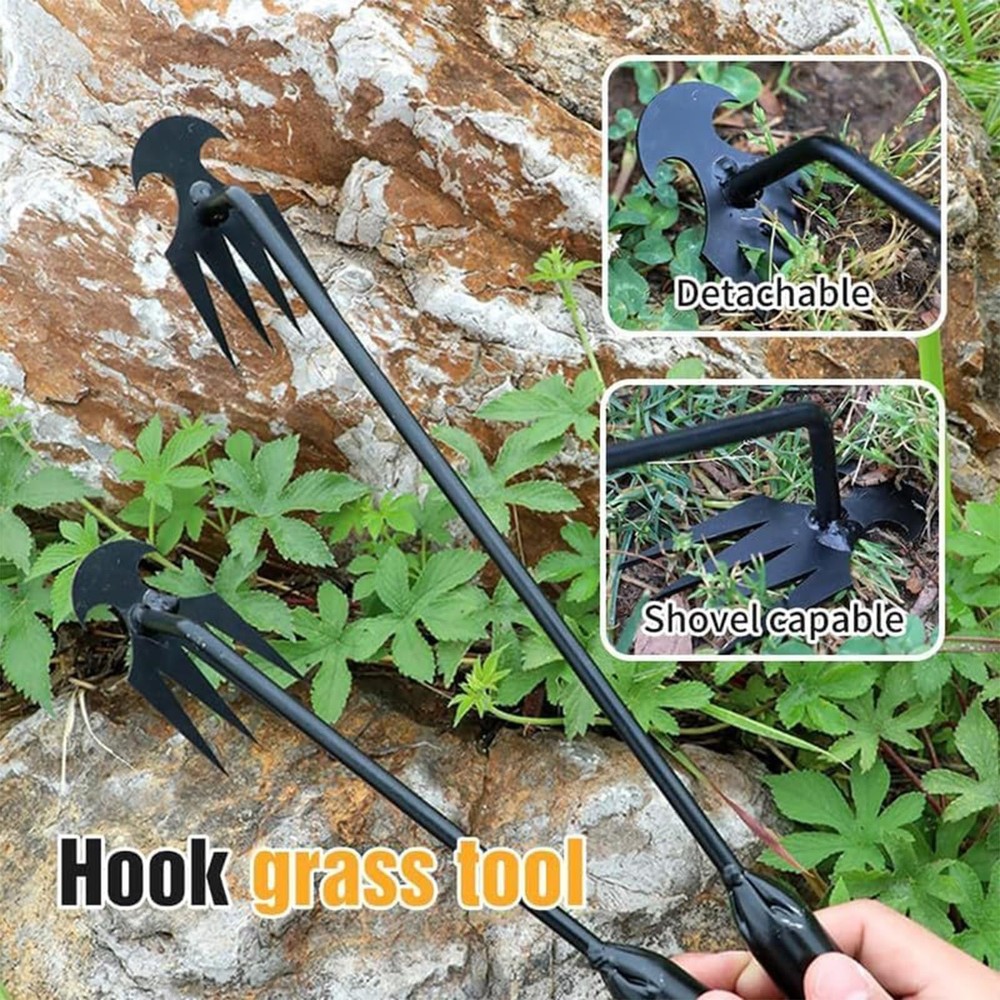 Weed Puller Tool, Uprooting Weeding Tool,4 Teeth Weeding Artifact Uprooting W...